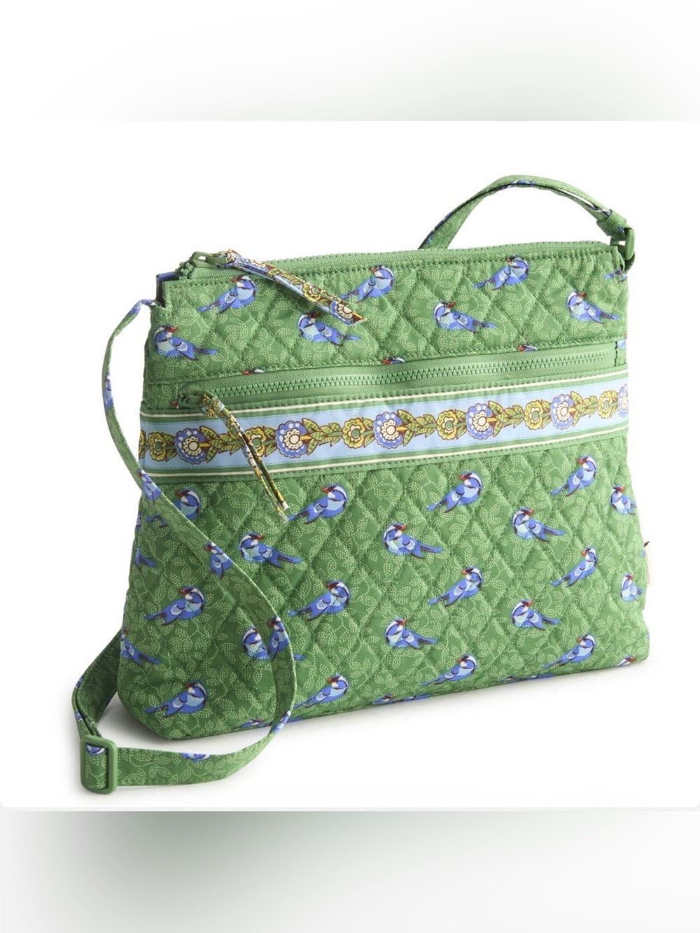 Vera Bradley Original Zip Hipster crossbody bag in Green Birds NEW WITH TAGS